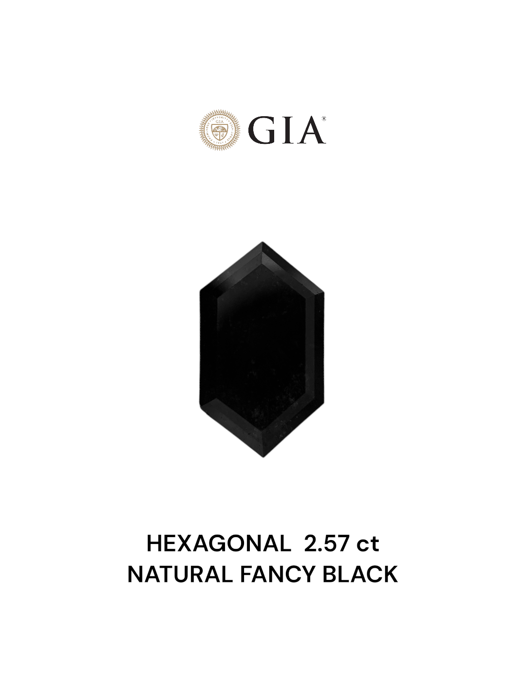 GIA 2.57 Carat Natural Fancy Black Hexagonal Diamond SE-7107GN