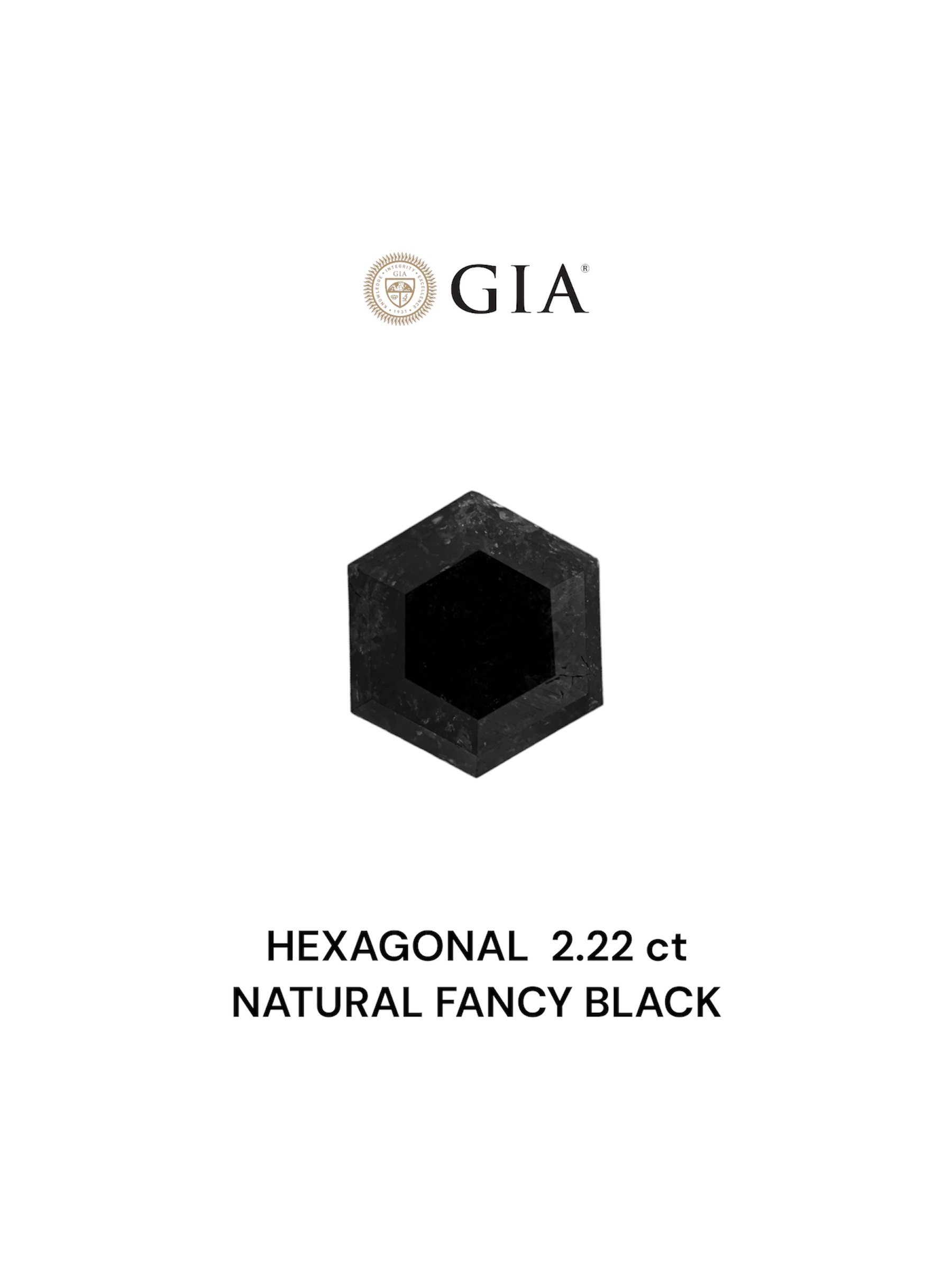 GIA 2.22 Carat Natural Fancy Black Hexagonal Diamond SE-7109GN