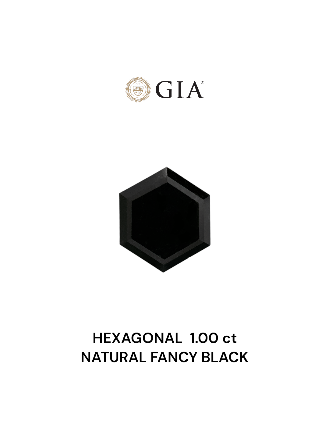 GIA 1.00 Carat Natural Fancy Black Hexagonal Diamond SE-7110GN