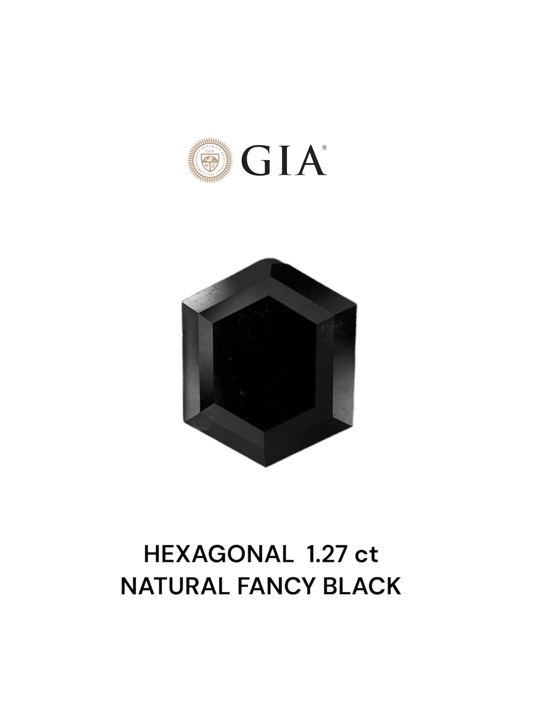 GIA 1.27 Carat Natural Fancy Black Hexagonal Diamond