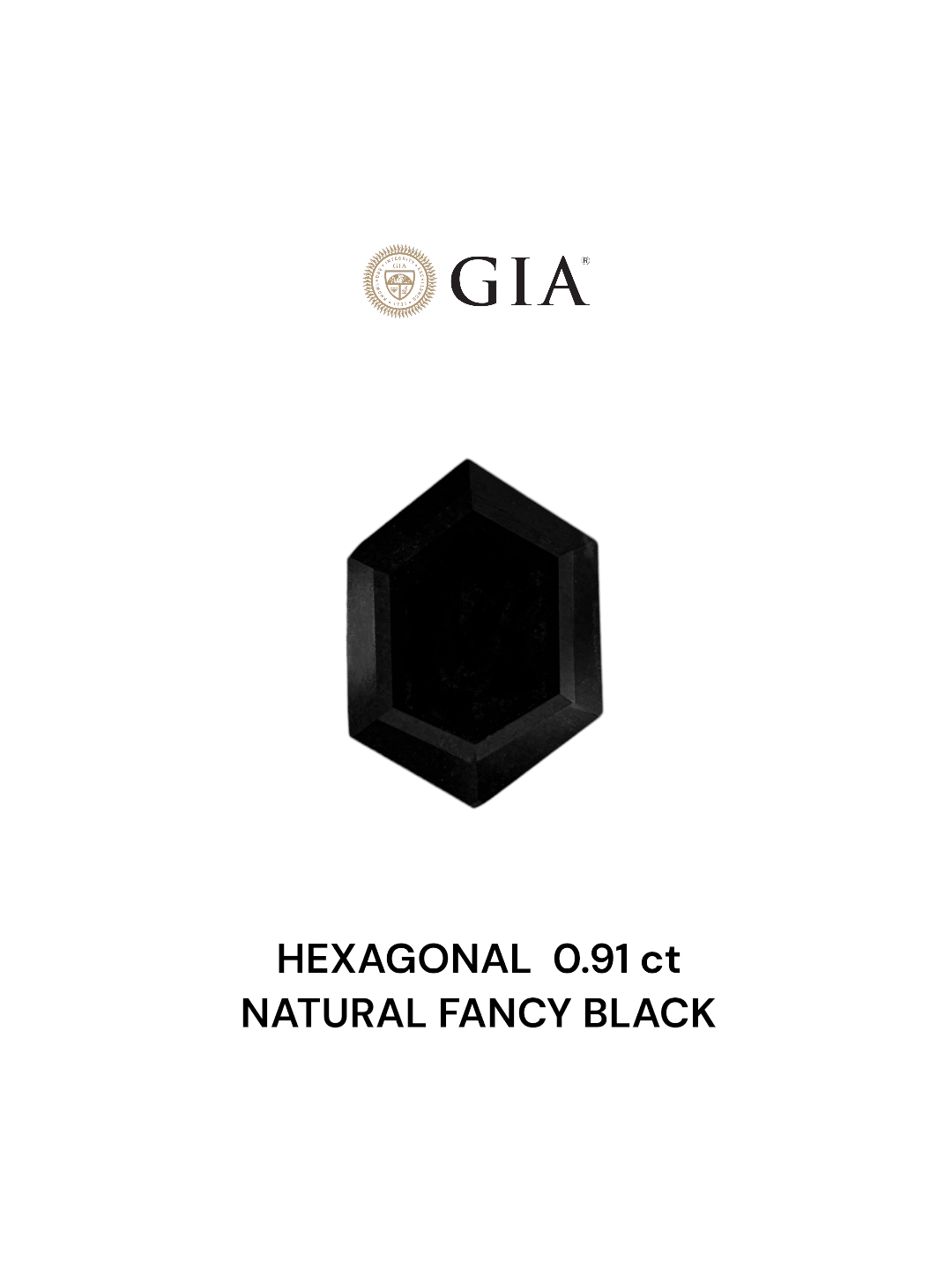 GIA 0.91 Carat Natural Fancy Black Hexagonal Diamond SE-7113GN