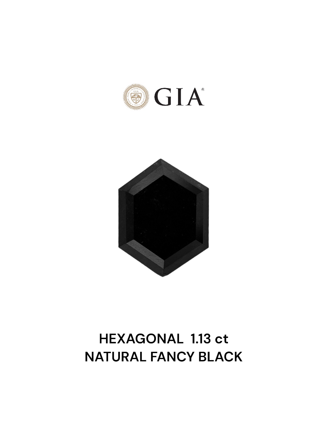 GIA 1.13 Carat Natural Fancy Black Hexagonal Diamond SE-7115GN