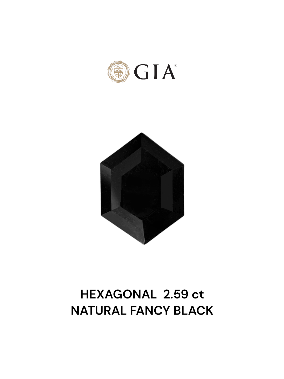 GIA 2.59 Carat Natural Fancy Black Hexagonal Diamond SE-7116GN