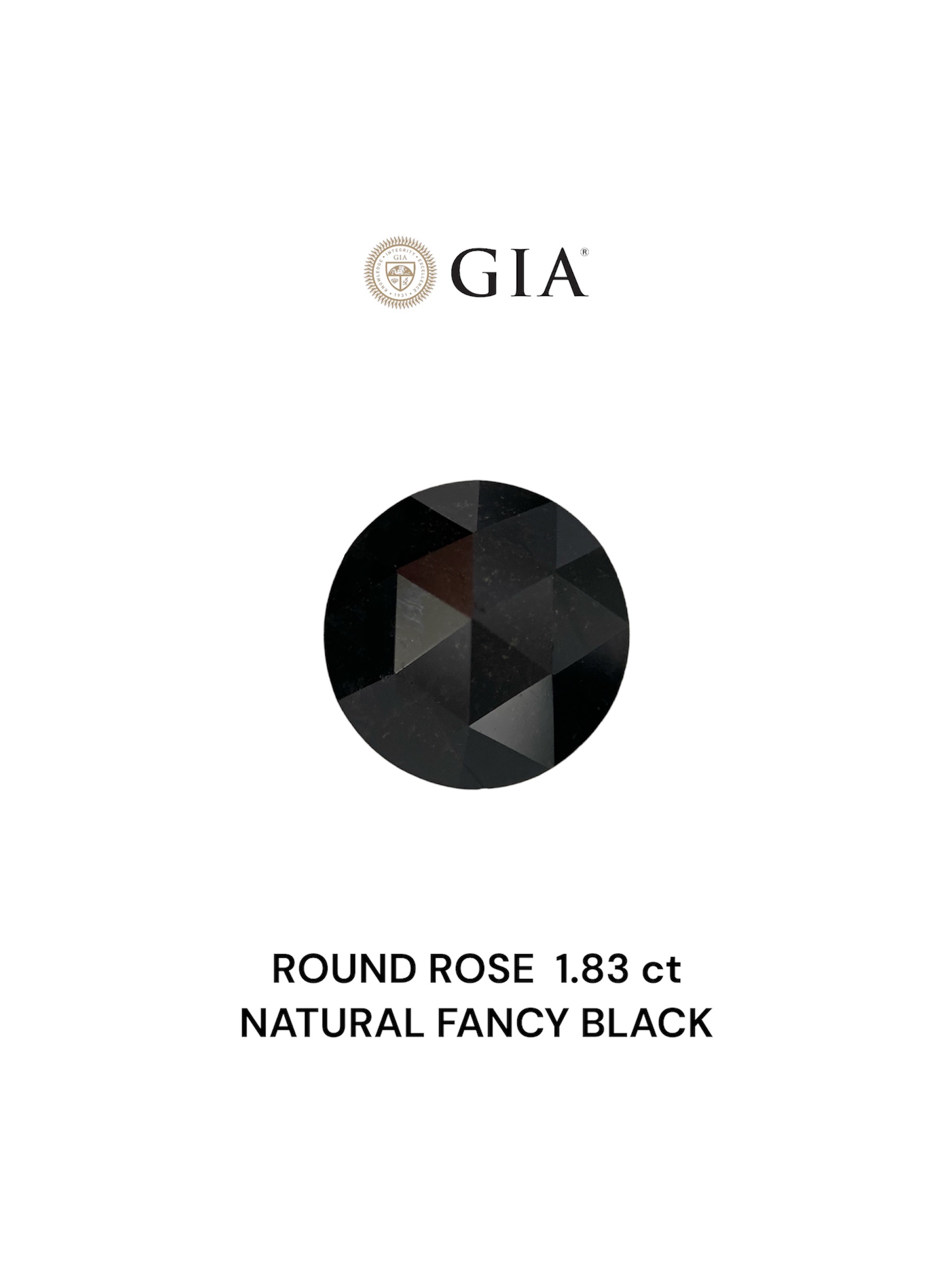 GIA 1.83 Carat Natural Fancy Black Rose Diamond SE-7157GN