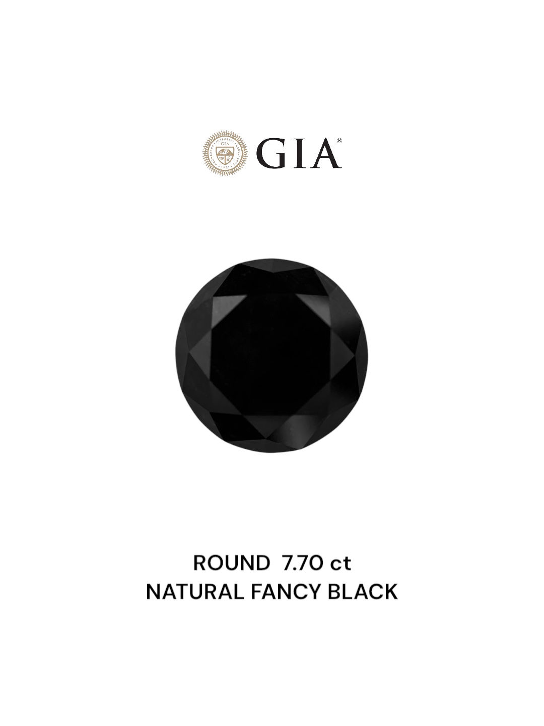 GIA 7.70 Carat Natural Fancy Black Round Diamond SE-7195GNA