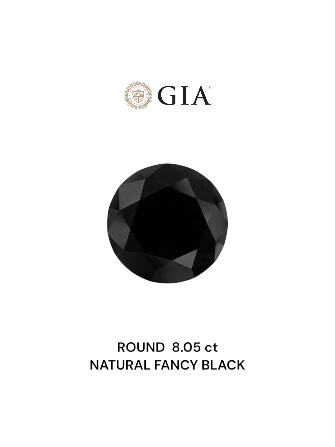 GIA 8.05 Carat Natural Fancy Black Round Diamond SE-7196GNA