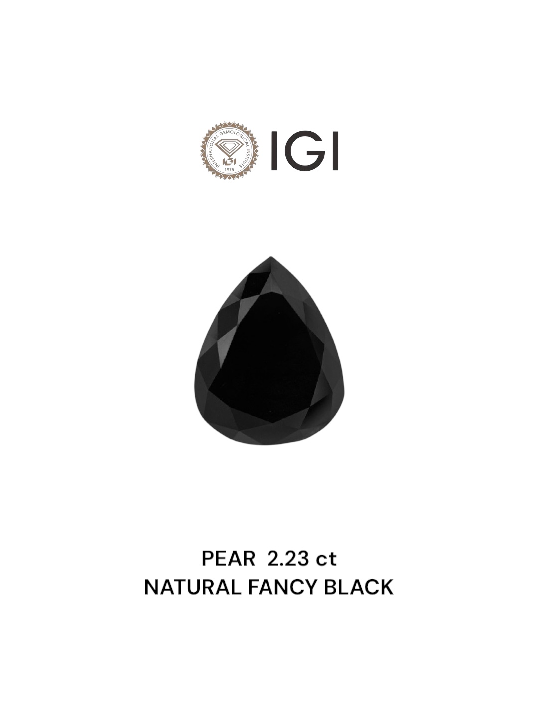 IGI 2.23 Carat Natural Fancy Black Pear Diamond SE-7225IN