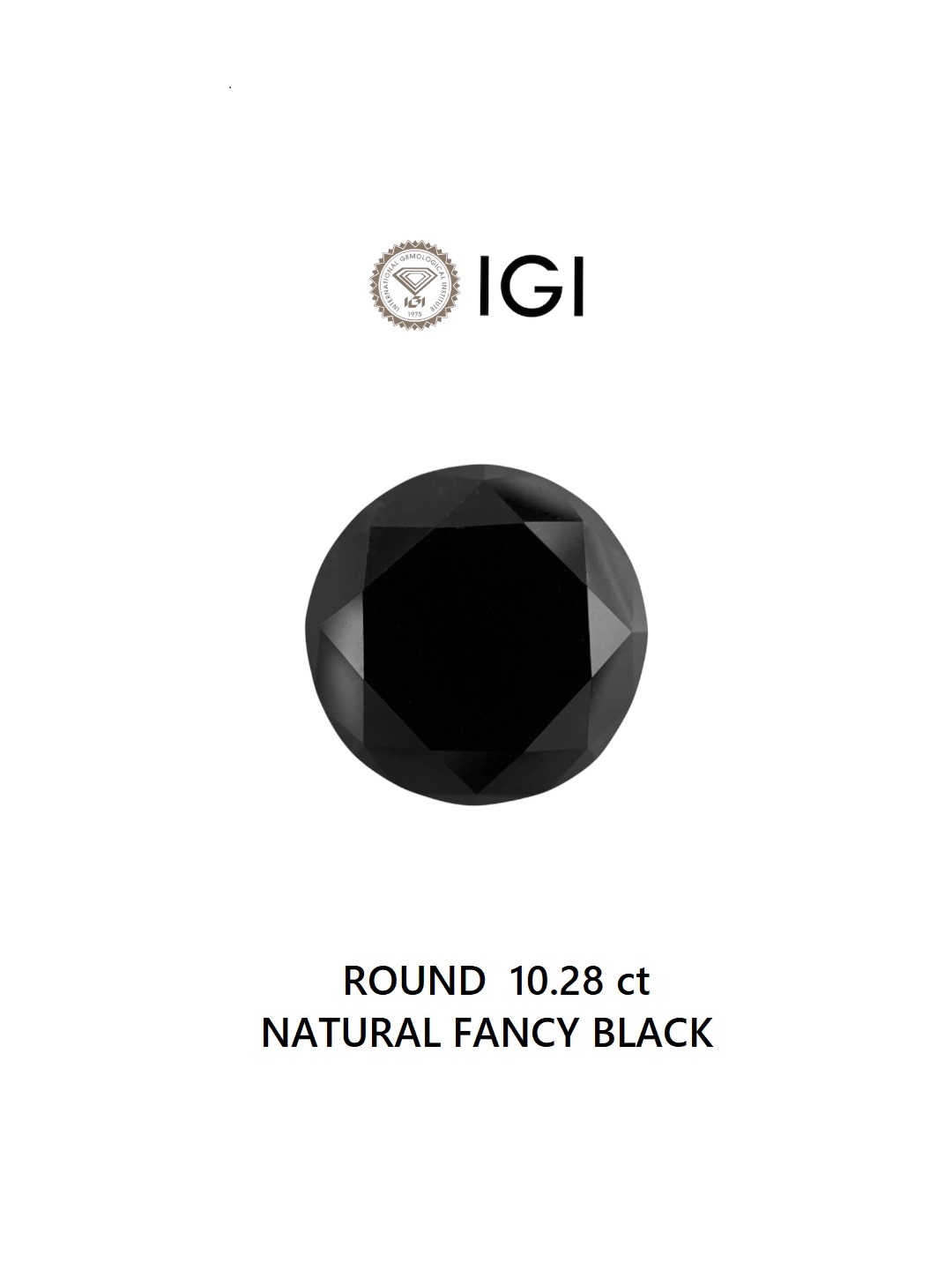 IGI 10.28 Carat Natural Fancy Black Round Diamond SE-7234IN