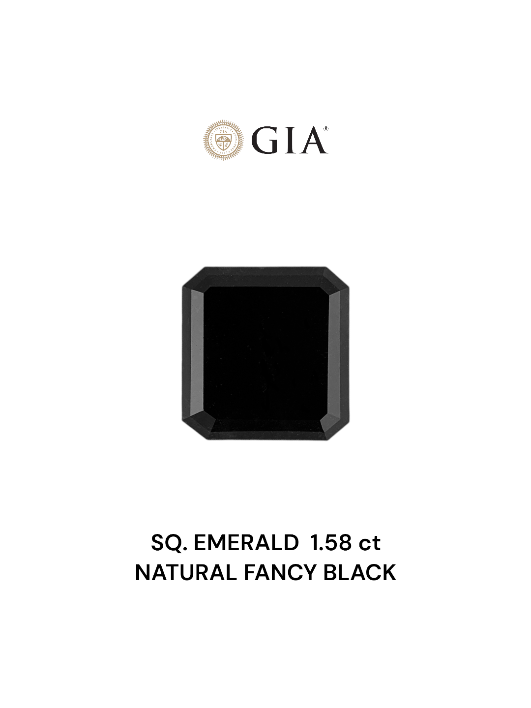 GIA 1.58 Carat Natural Fancy Black Sq emerald Diamond SE-7262GNA