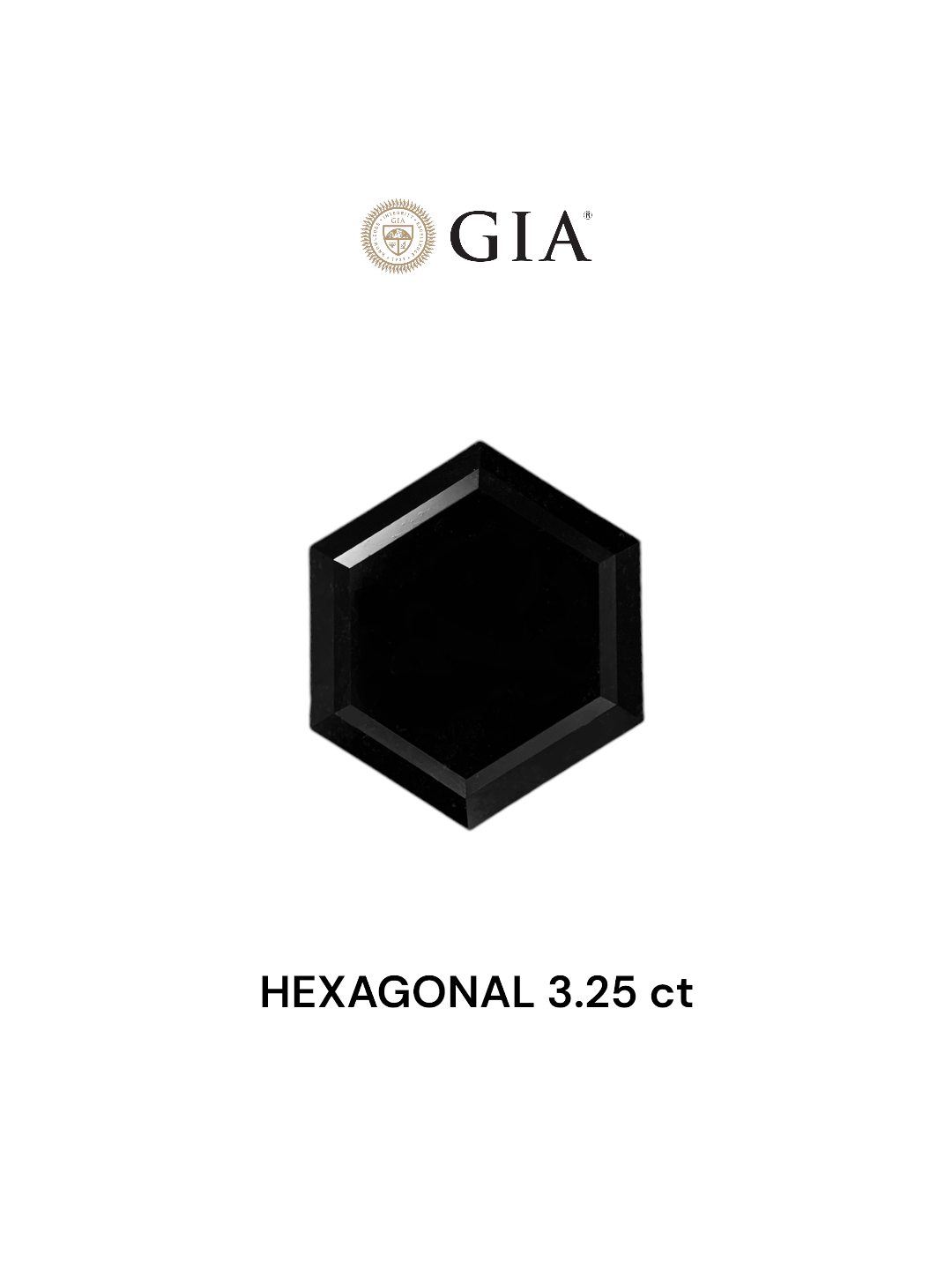 GIA 3.25 Carat Natural Fancy Black Hexagonal Diamond SE-7277GNA