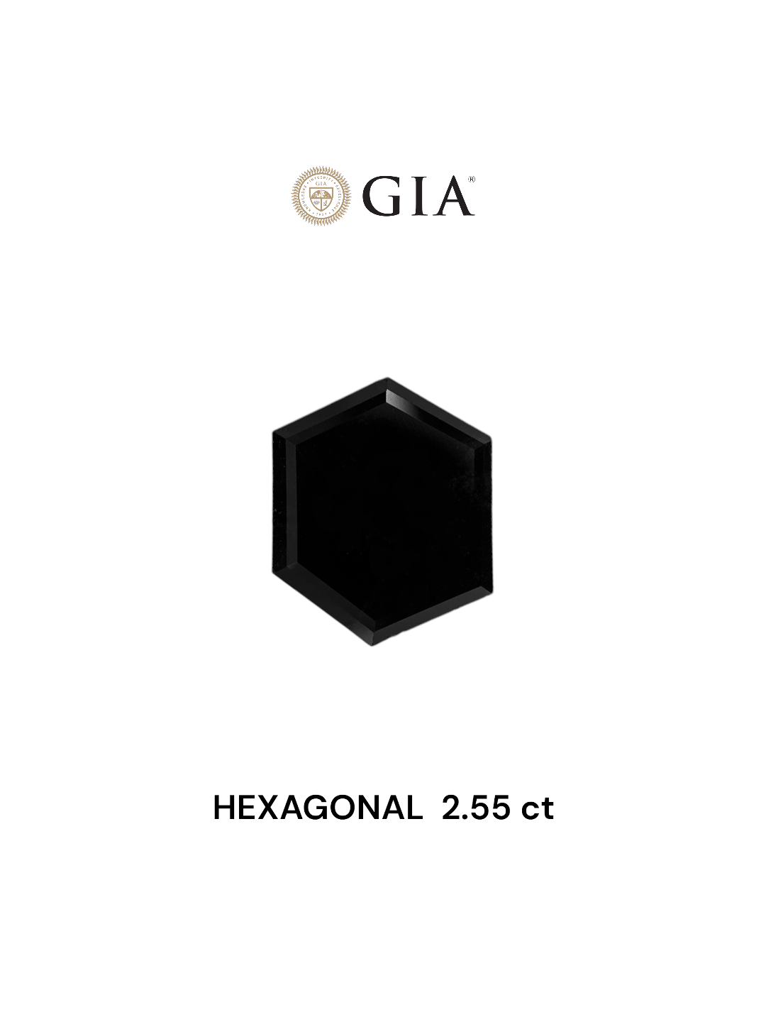 GIA 2.55 Carat Natural Fancy Black Hexagonal Diamond SE-7300GNA