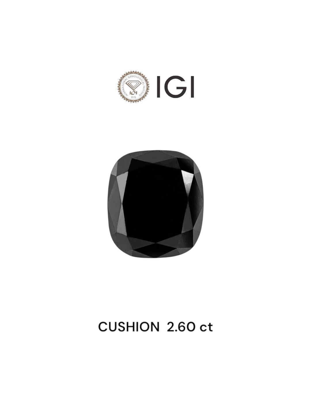 IGI 2.60 Carat Natural Fancy Black Cushion Diamond SE-7382TTI