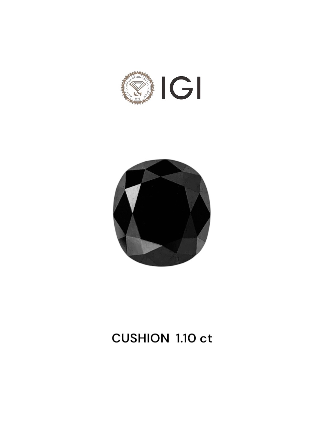 IGI 1.10 Carat Natural Fancy Black Cushion Diamond SE-7386TTI