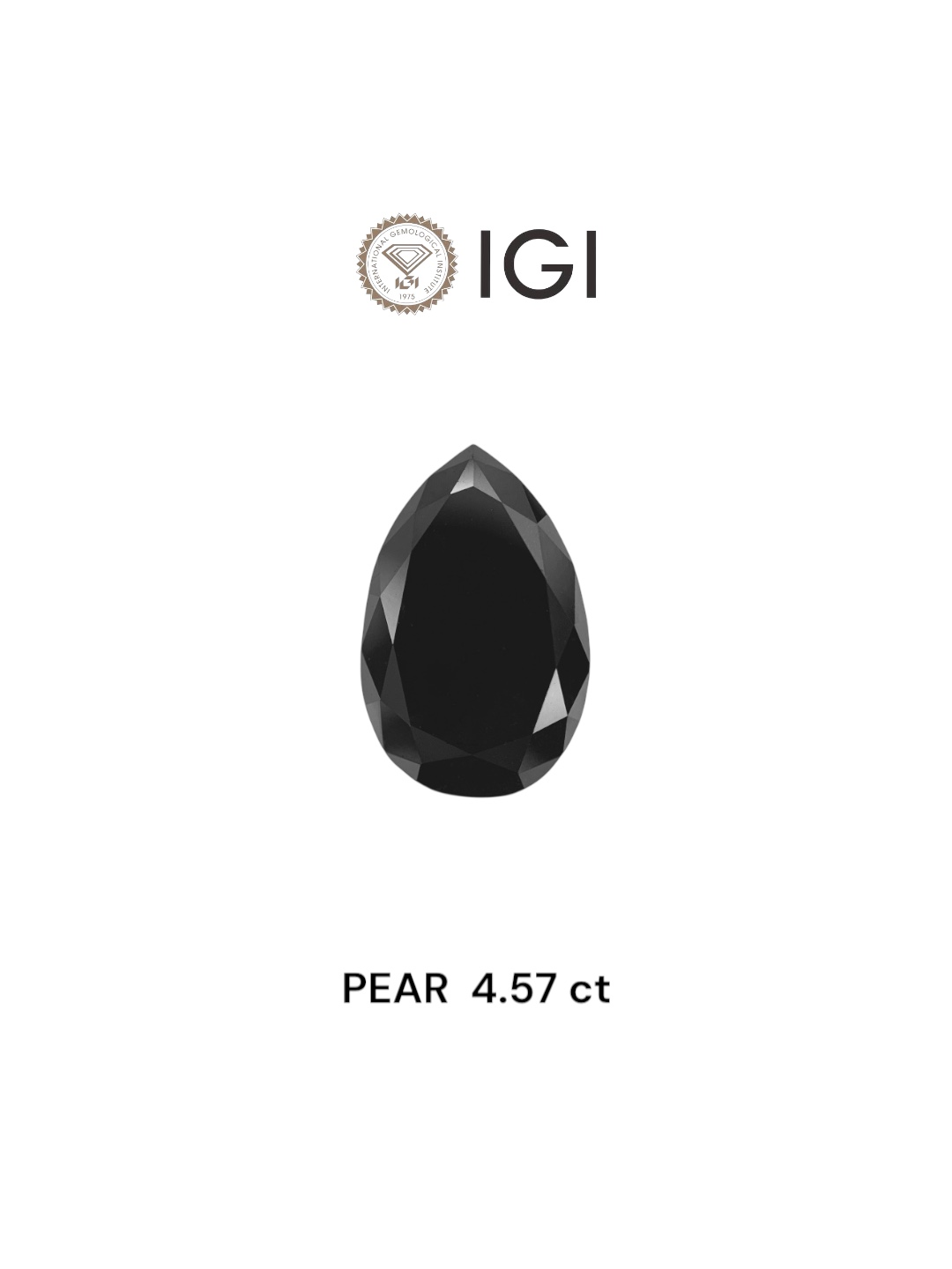 IGI 4.57 Carat Natural Fancy Black Pear Diamond SE-7405TTI