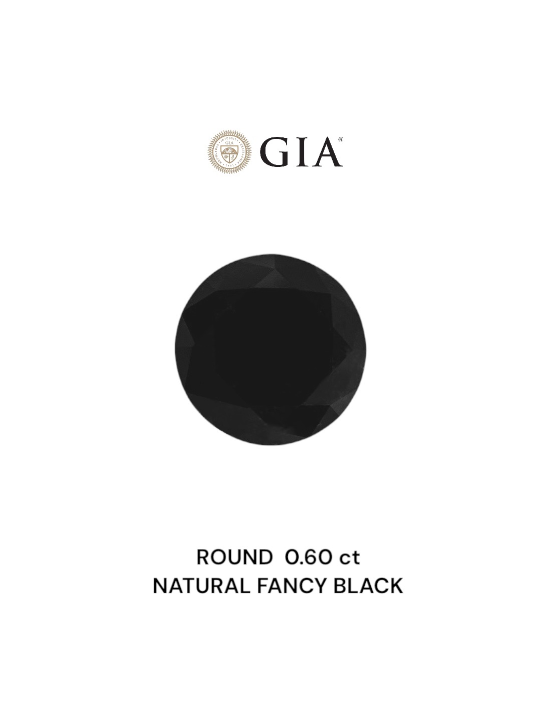 GIA 0.60 Carat Natural Fancy Black Round Diamond SE-7468GN