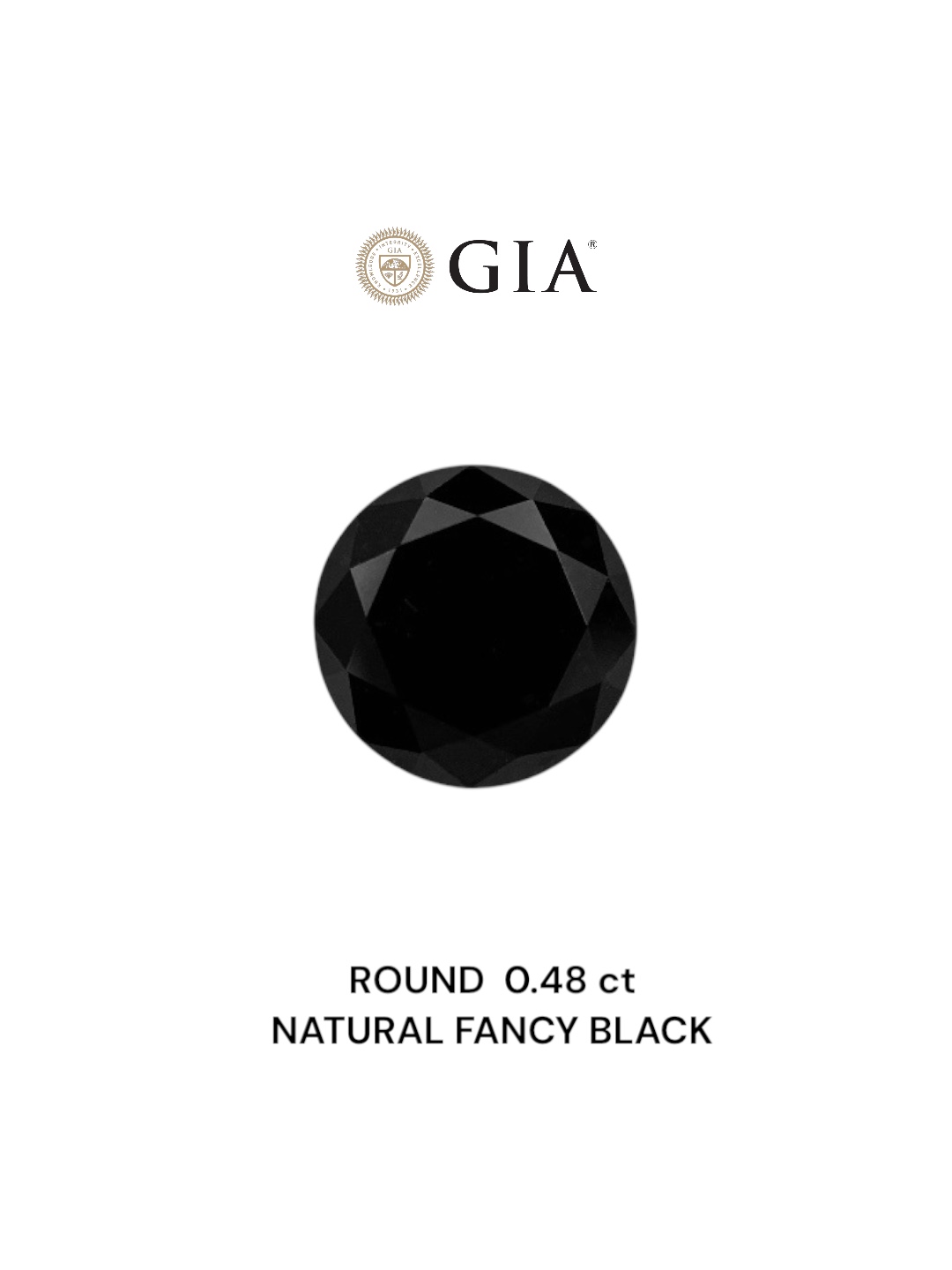 GIA 0.48 Carat Natural Fancy Black Round Diamond SE-7487GN