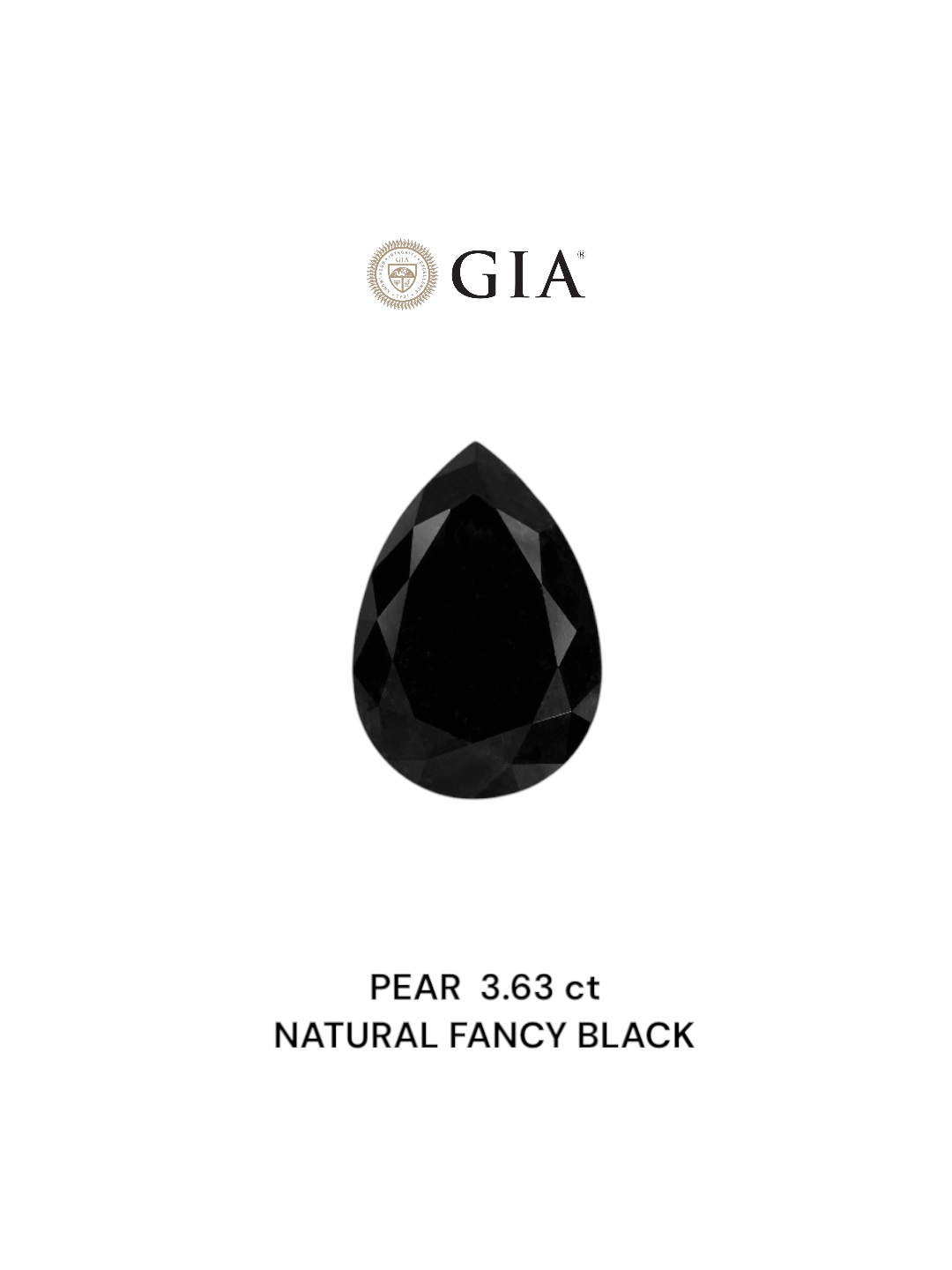 GIA 3.63 Carat Natural Fancy Black Pear Diamond SE-7565GN