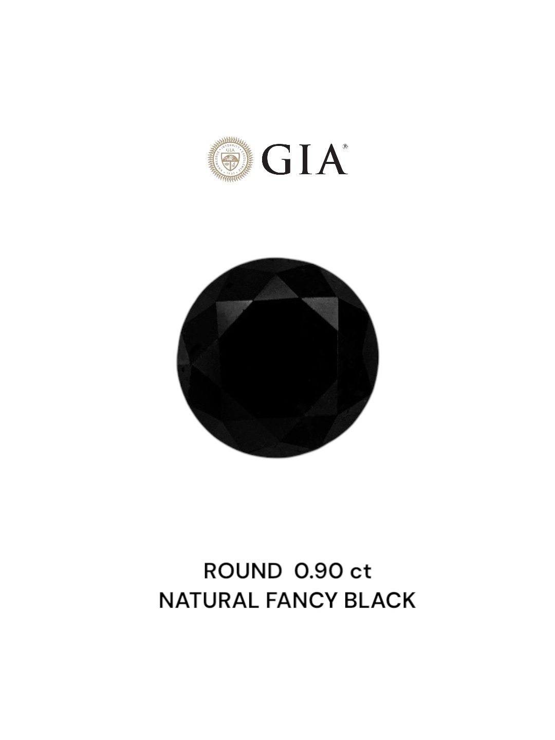 GIA 0.90 Carat Natural Fancy Black Round Diamond SE-7609GN