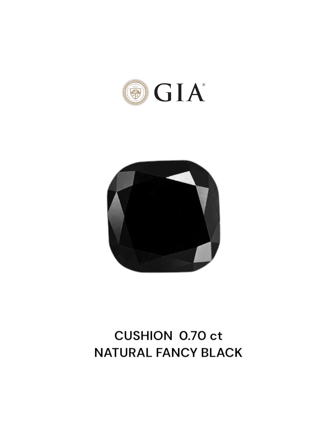 GIA 0.70 Carat Natural Fancy Black Cushion Diamond SE-7615GN