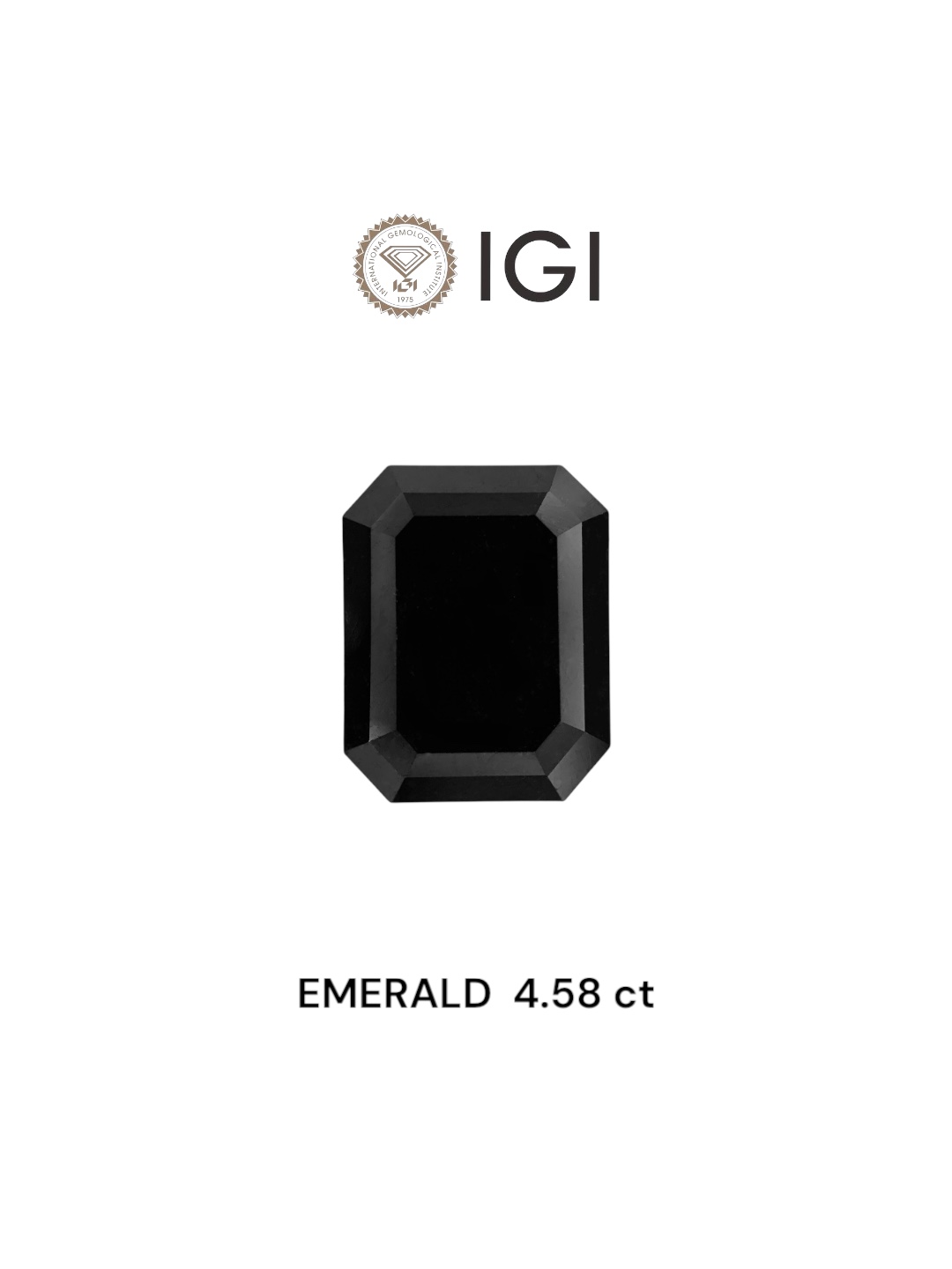 IGI 4.58 Carat Natural Fancy Black Emerald Diamond SE-7624TTI