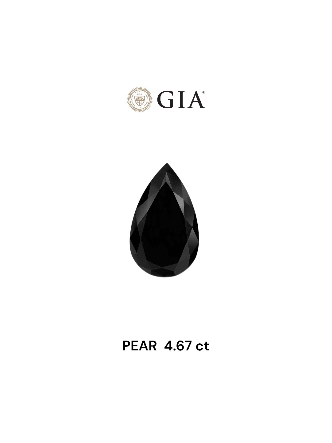 GIA 4.67 Carat Natural Fancy Black Pear Diamond SE-7815GN