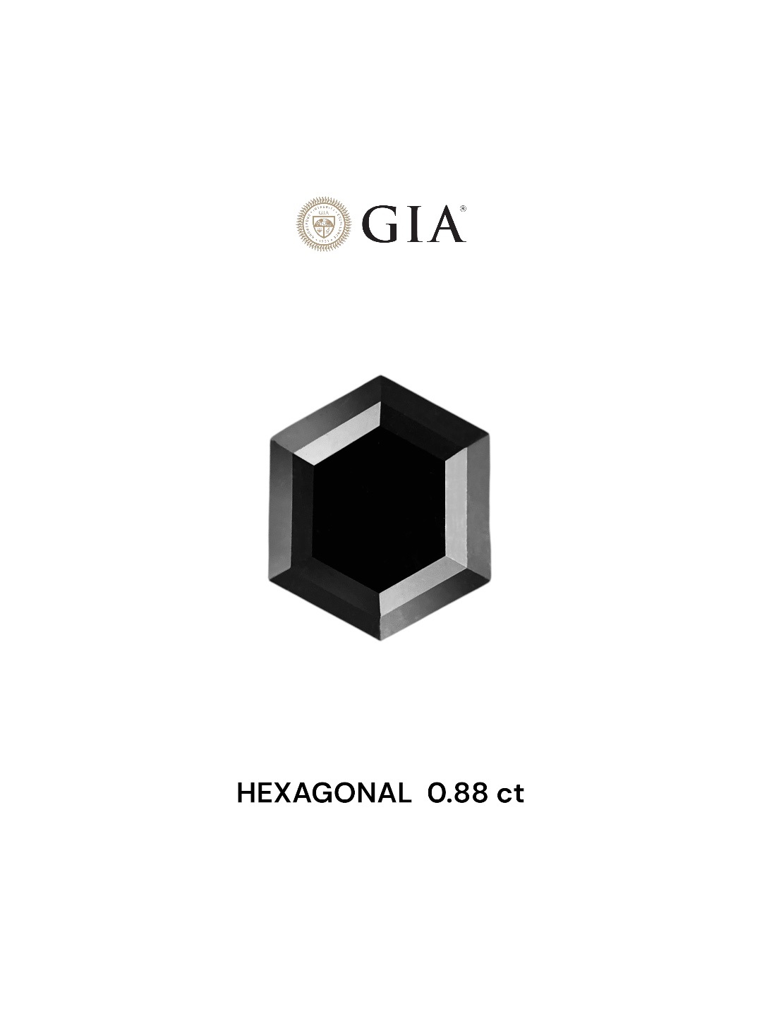 GIA 0.88 Carat Natural Fancy Black Hexagonal Diamond SE-7847GN