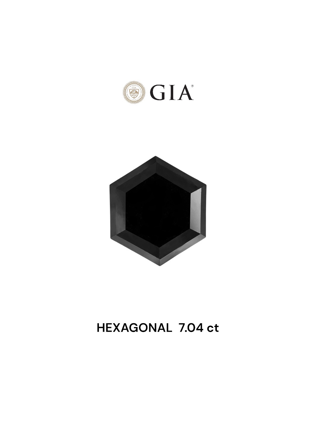 GIA 7.04 Carat Natural Fancy Black Hexagonal Diamond SE-7849GN
