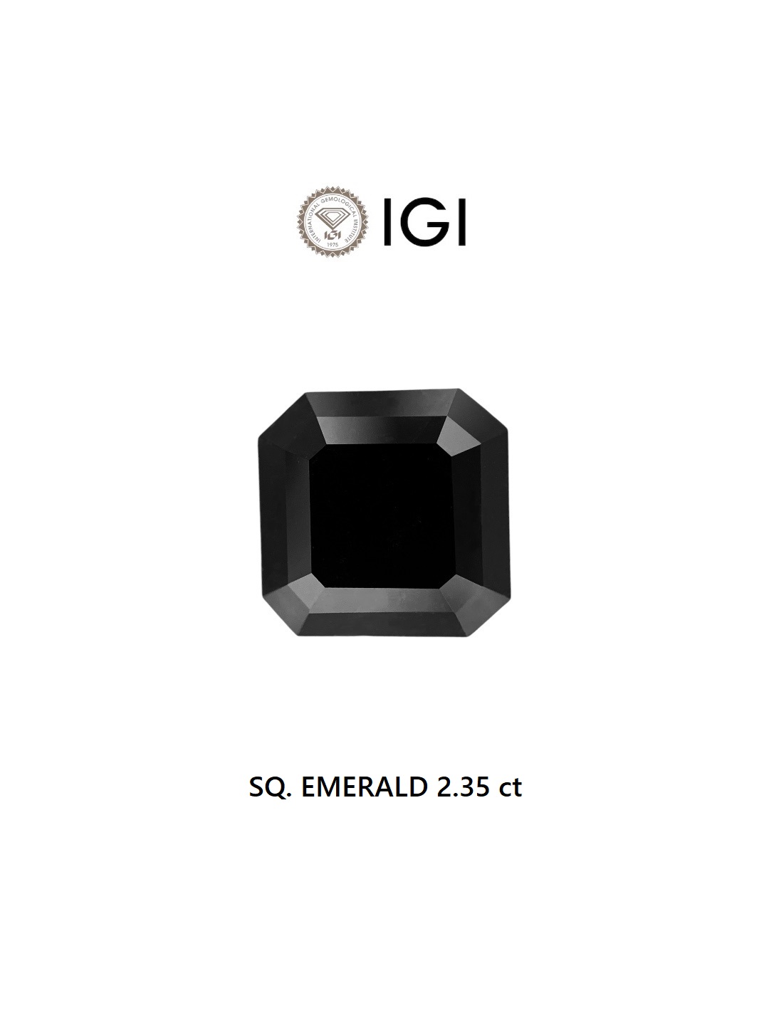 IGI 2.35 Carat Natural Fancy Black Sq emerald Diamond SE-7854IN