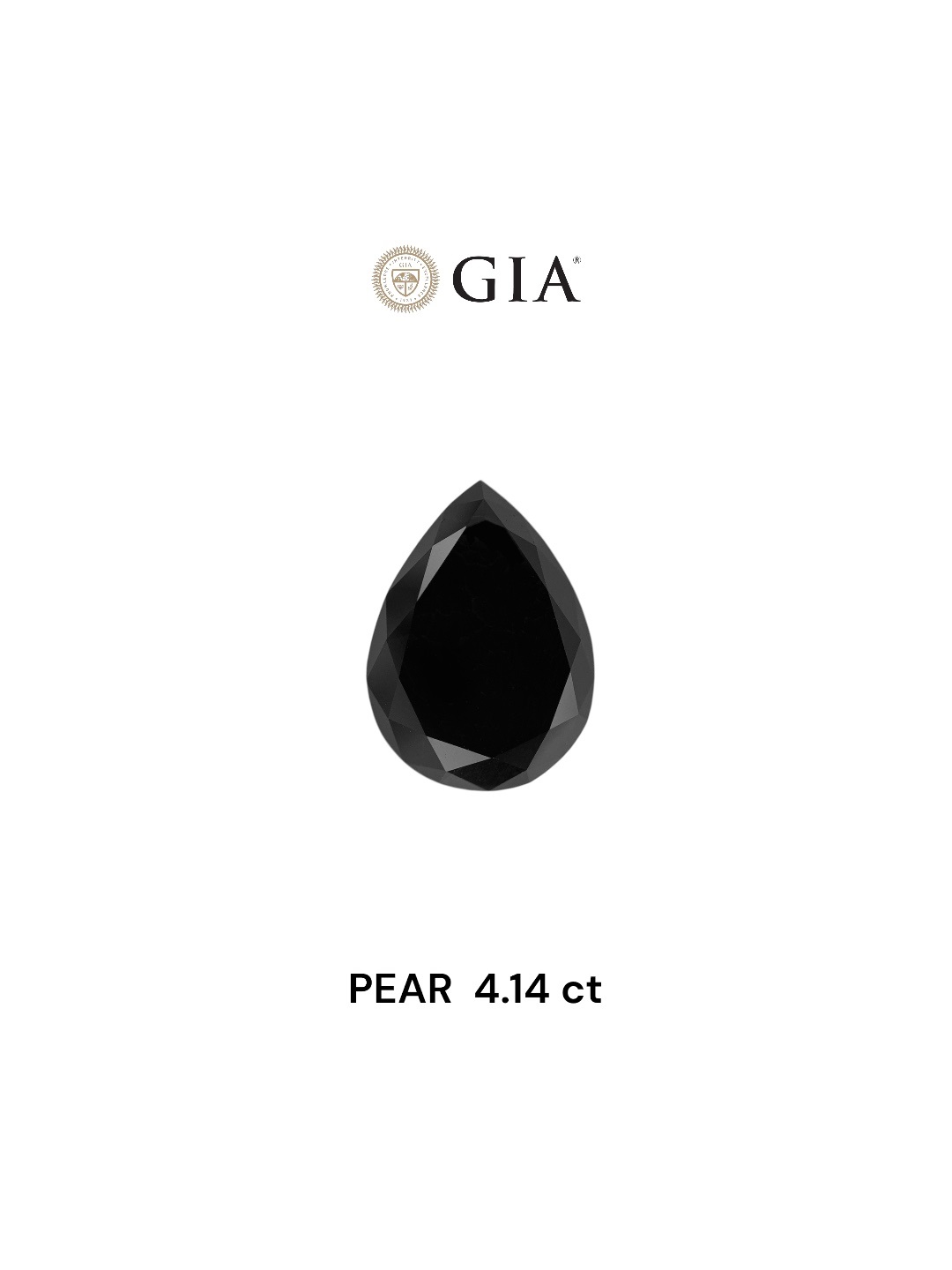 GIA 4.14 Carat Natural Fancy Black Pear Diamond SE-7893GN