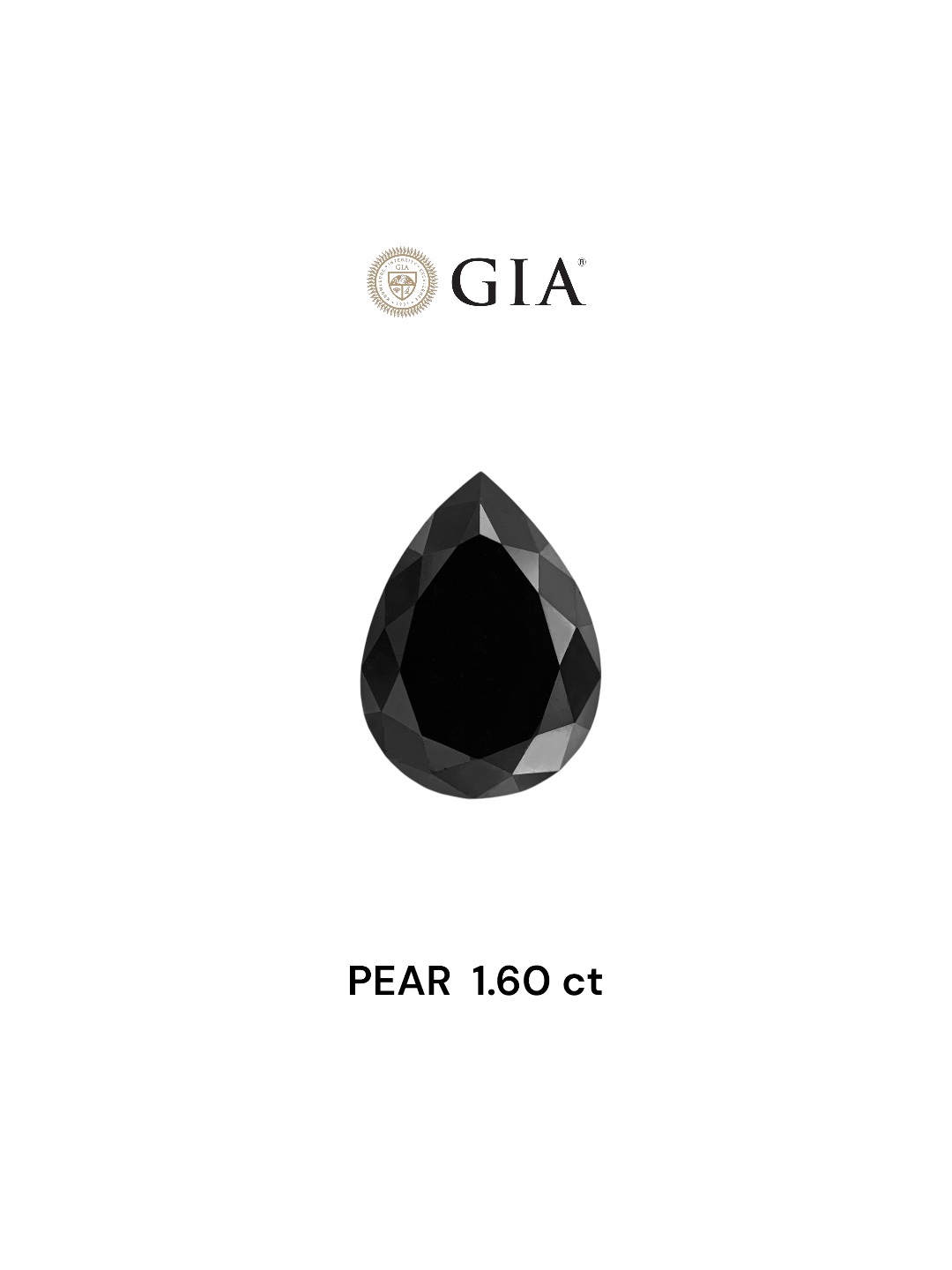 GIA 1.60 Carat Natural Fancy Black Pear Diamond SE-7900GT