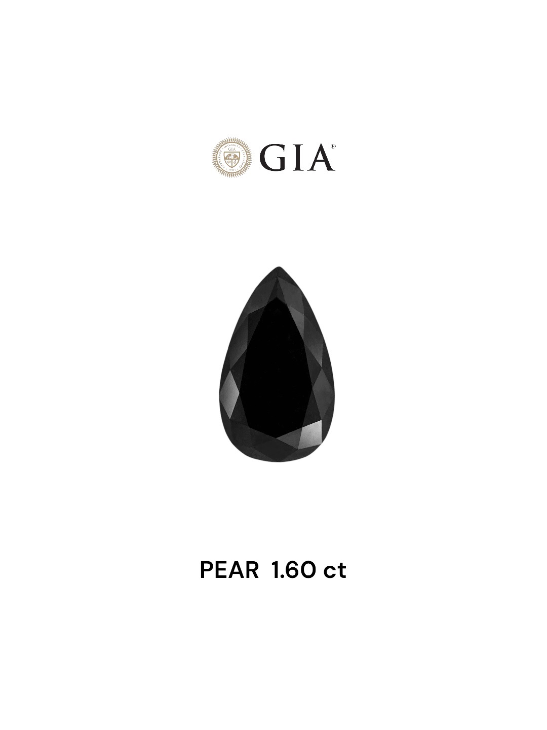GIA 1.60 Carat Natural Fancy Black Pear Diamond SE-7901GN