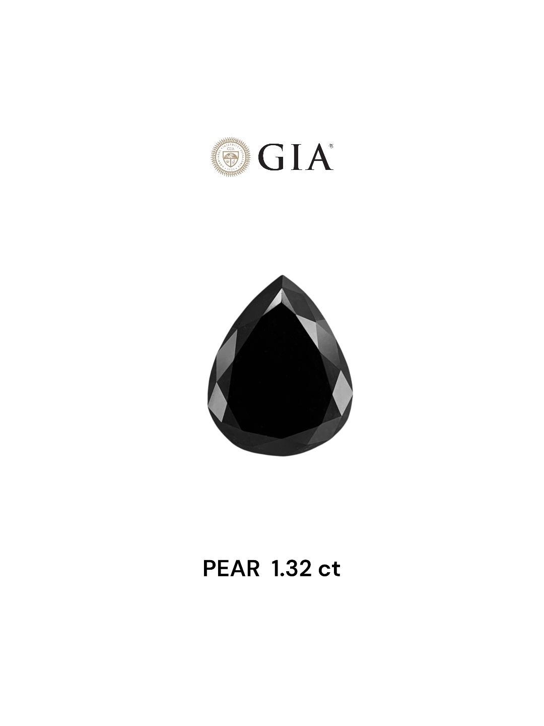 GIA 1.32 Carat Natural Fancy Black Pear Diamond SE-7902GN