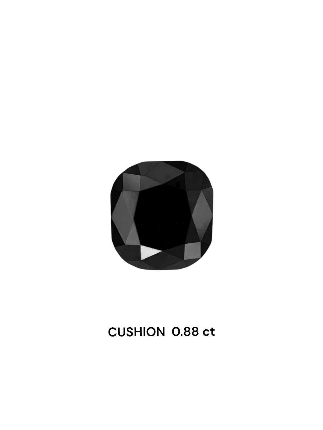 0.88 Carat Natural Fancy Black Cushion Diamond SE-8071T