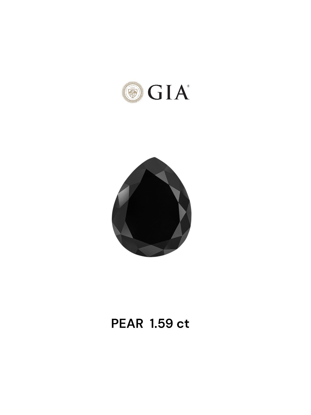 GIA 1.59 Carat Natural Fancy Black Pear Diamond SE-8196GN