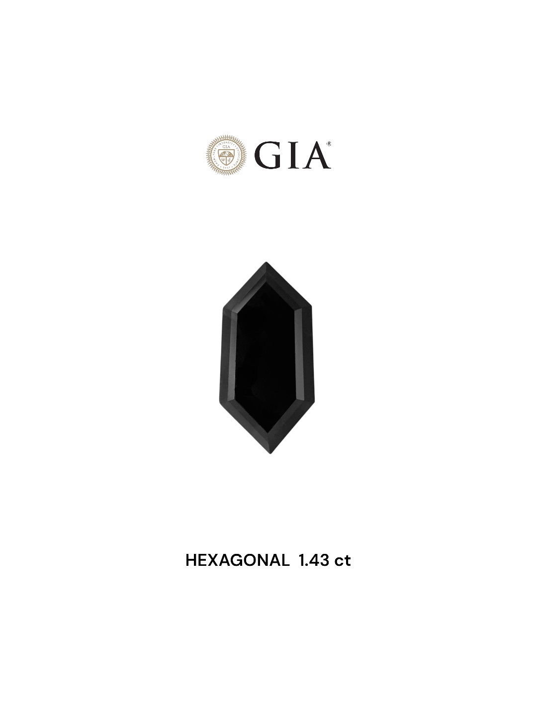 GIA 1.43 Carat Natural Fancy Black Hexagonal Diamond SE-8247GN