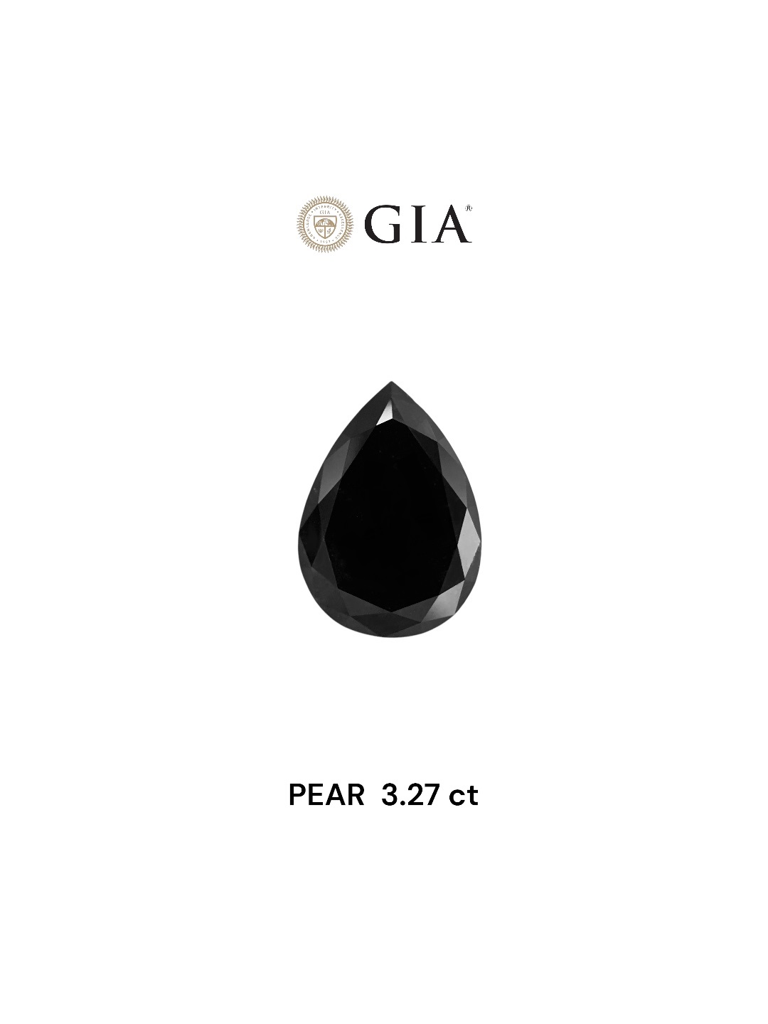 GIA 3.27 Carat Natural Fancy Black Pear Diamond SE-8296GN