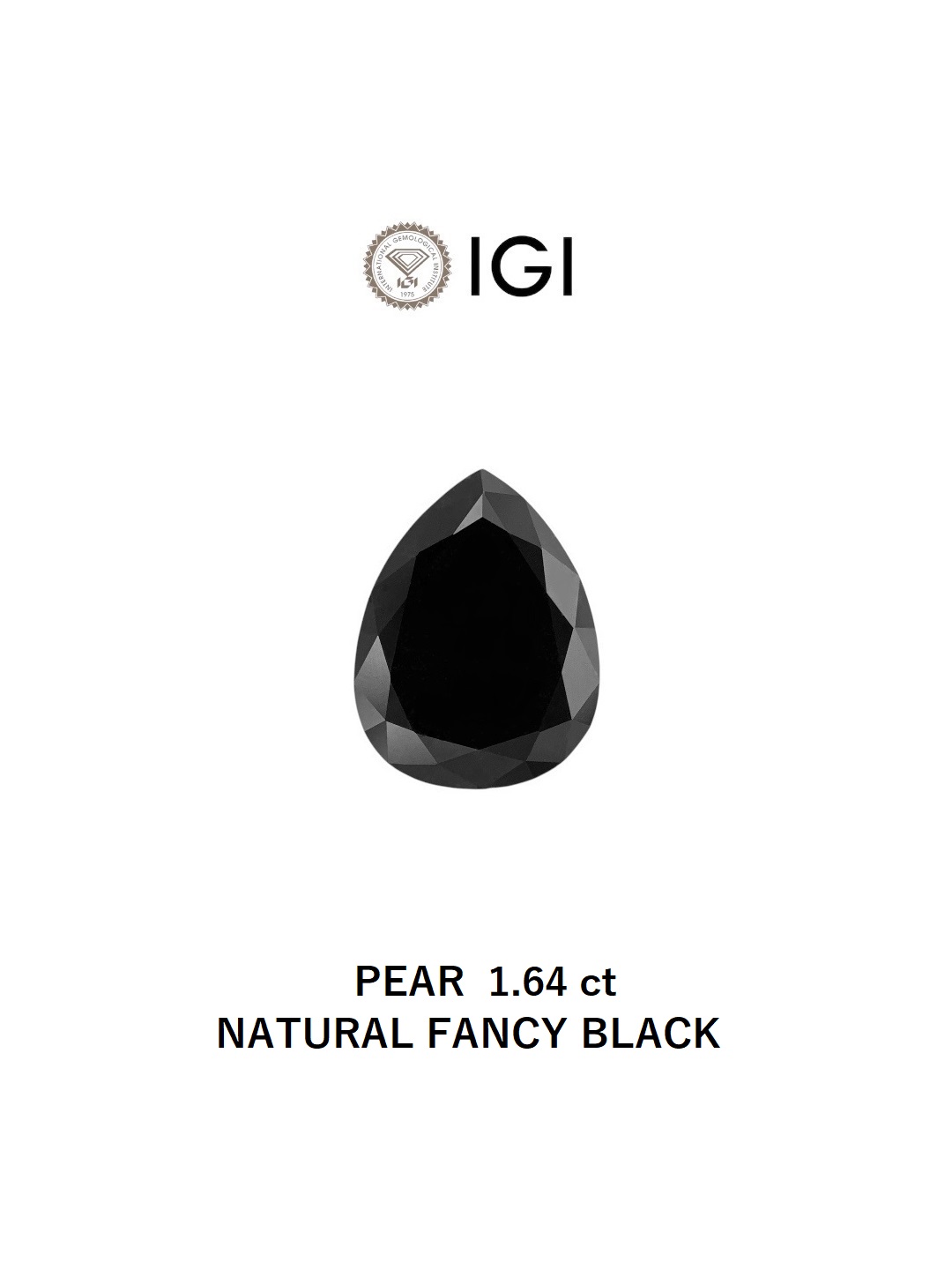IGI 1.64 Carat Natural Fancy Black Pear Diamond SE-8316IN
