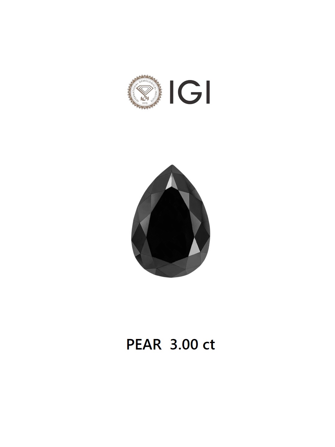 IGI 3.00 Carat Natural Fancy Black Pear Diamond SE-8376TTI