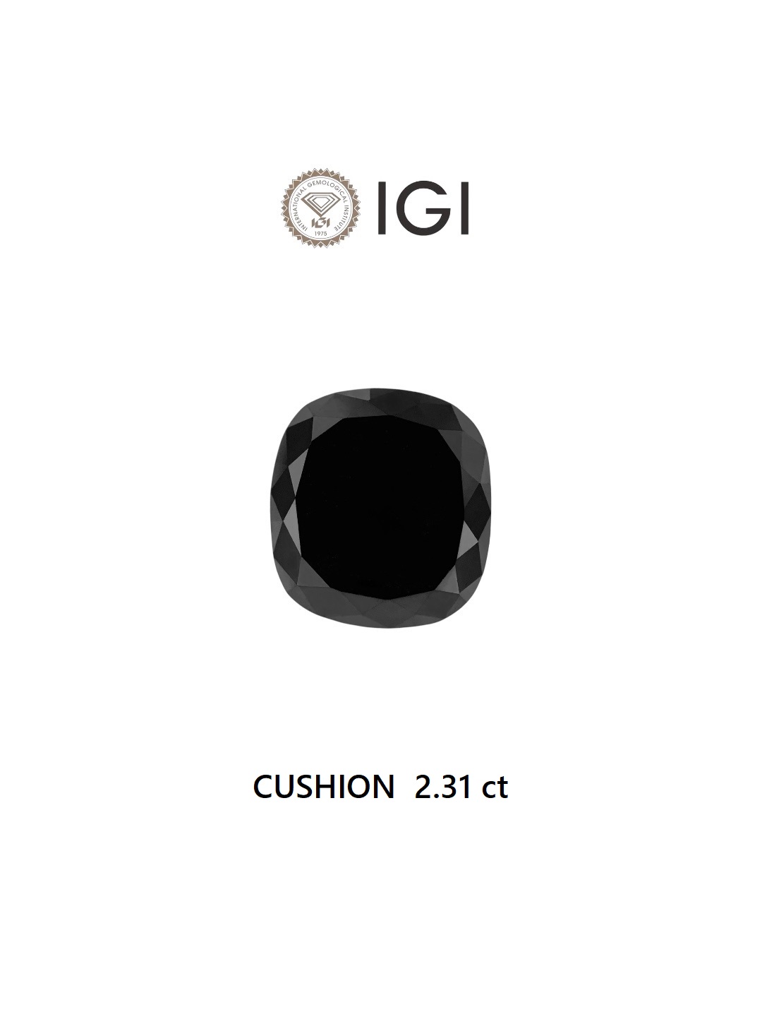 IGI 2.31 Carat Natural Fancy Black Cushion Diamond SE-8394TTI