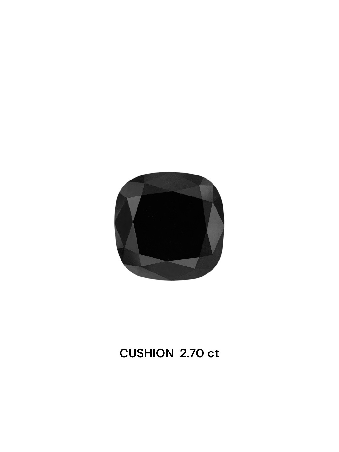 IGI 2.70 Carat Natural Fancy Black Cushion Diamond SE-8397TTI