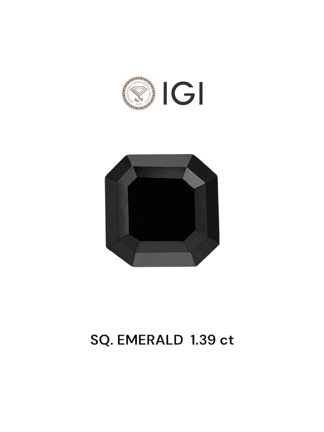 IGI 1.39 Carat Natural Fancy Black Sq emerald Diamond SE-8410TTI