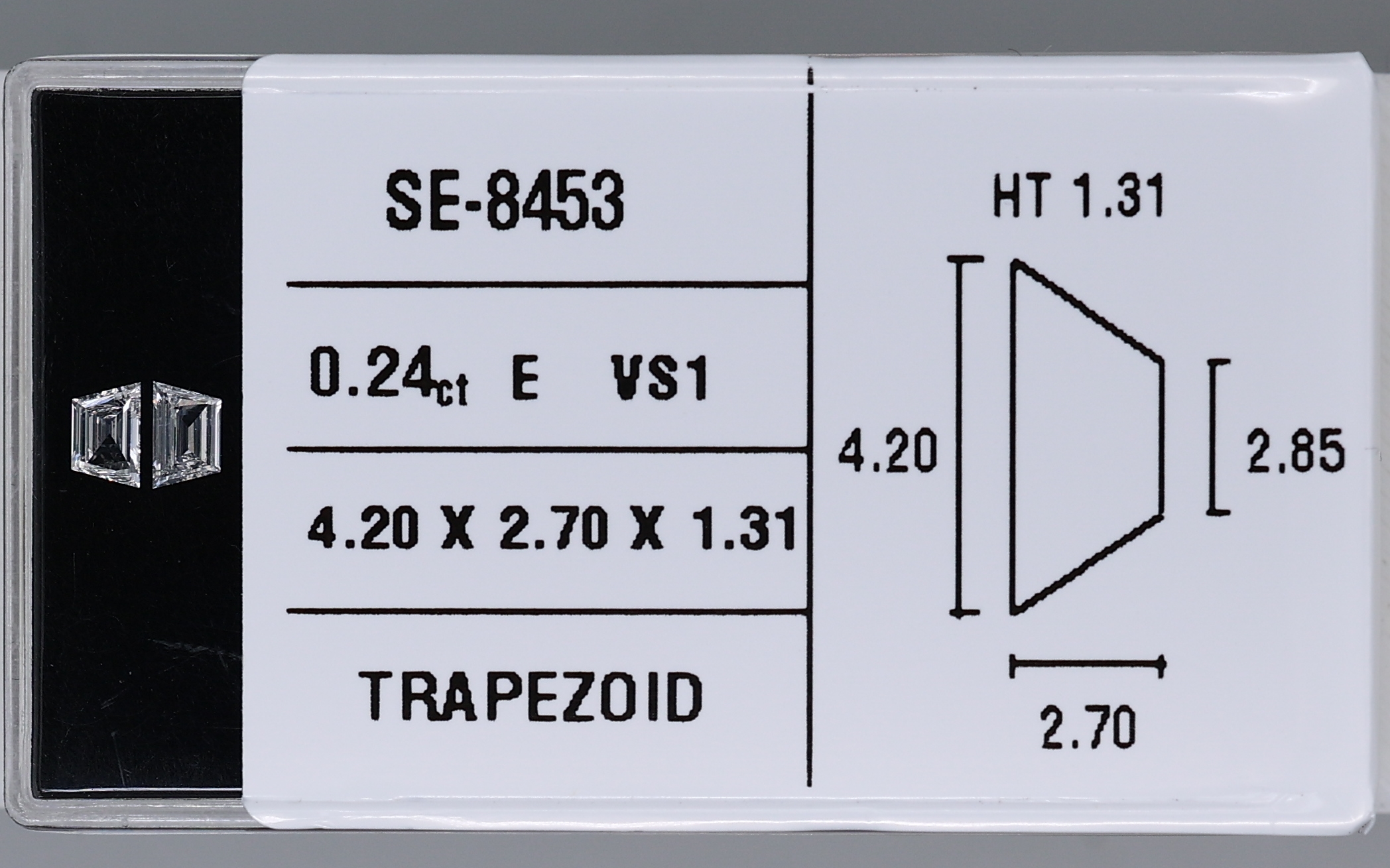 0.24 Carat Natural E VS1 Trapezoid Diamond SE-8453