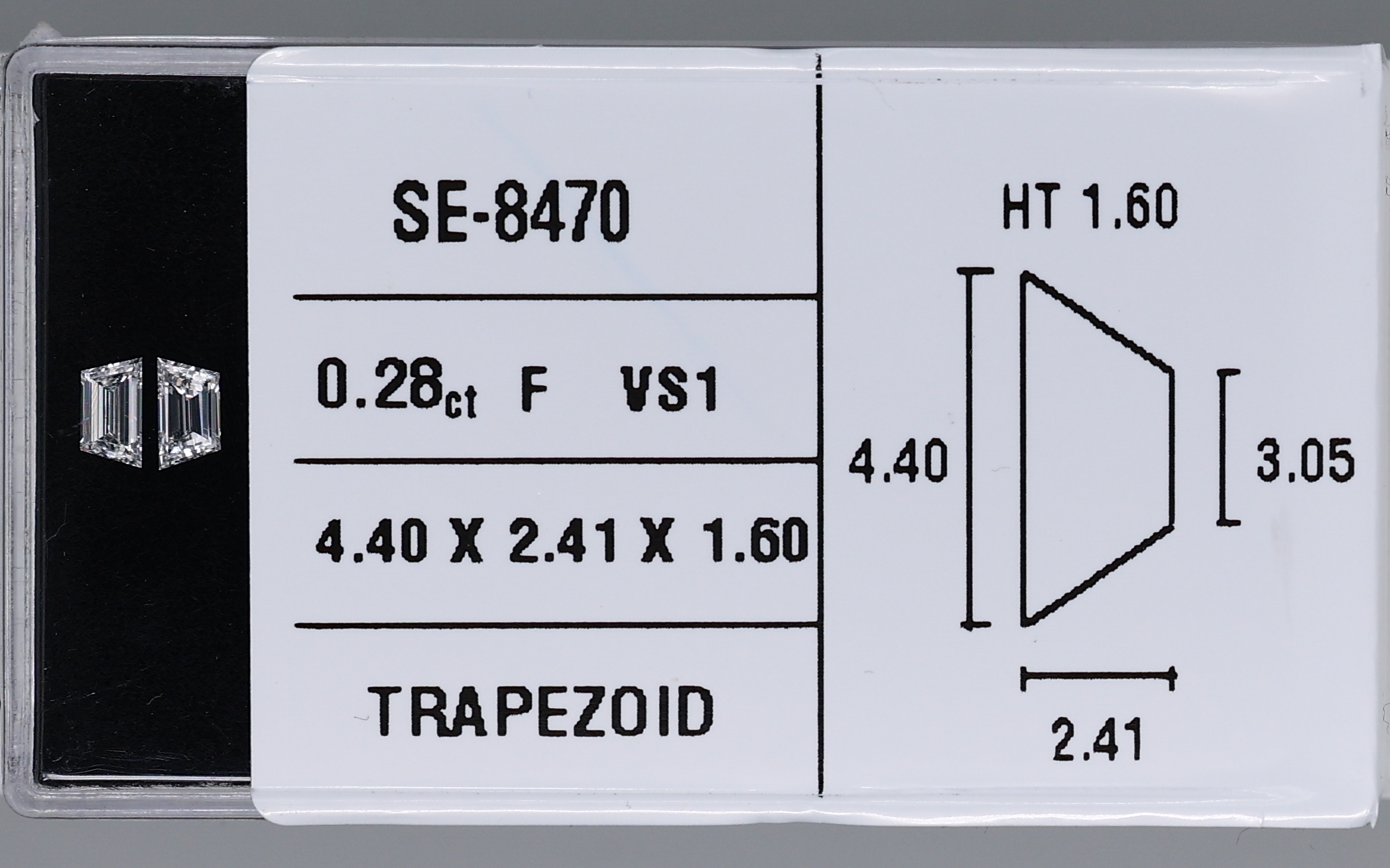 0.28 Carat Natural F VS1 Trapezoid Diamond SE-8470
