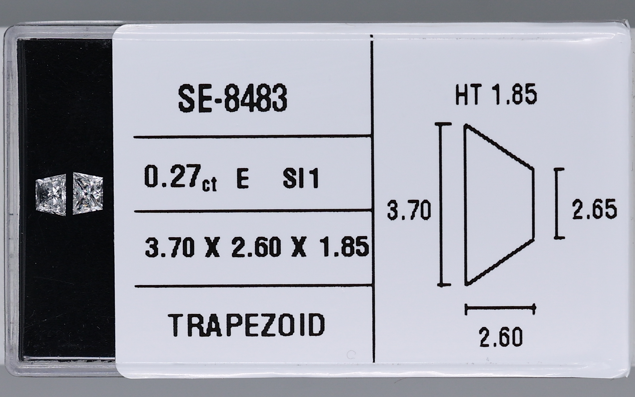 0.27 Carat Natural E SI1 Trapezoid Diamond SE-8483