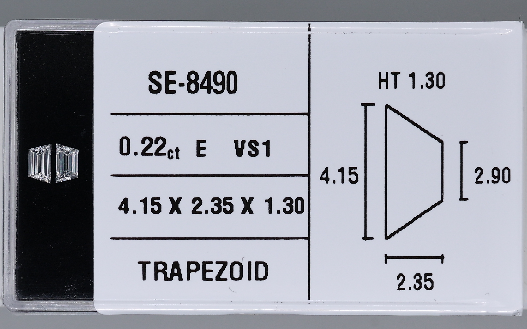 0.22 Carat Natural E VS1 Trapezoid Diamond SE-8490