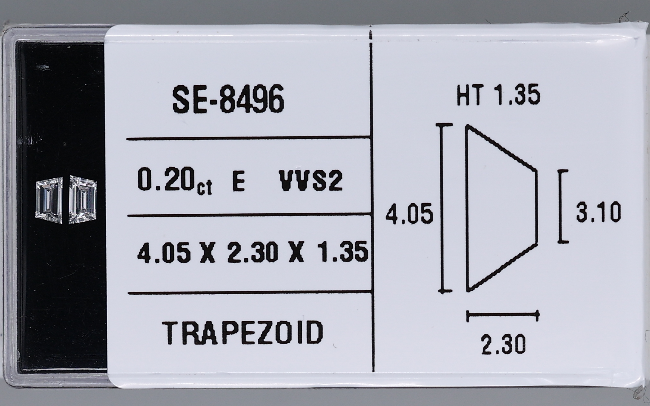 0.20 Carat Natural E VVS2 Trapezoid Diamond SE-8496