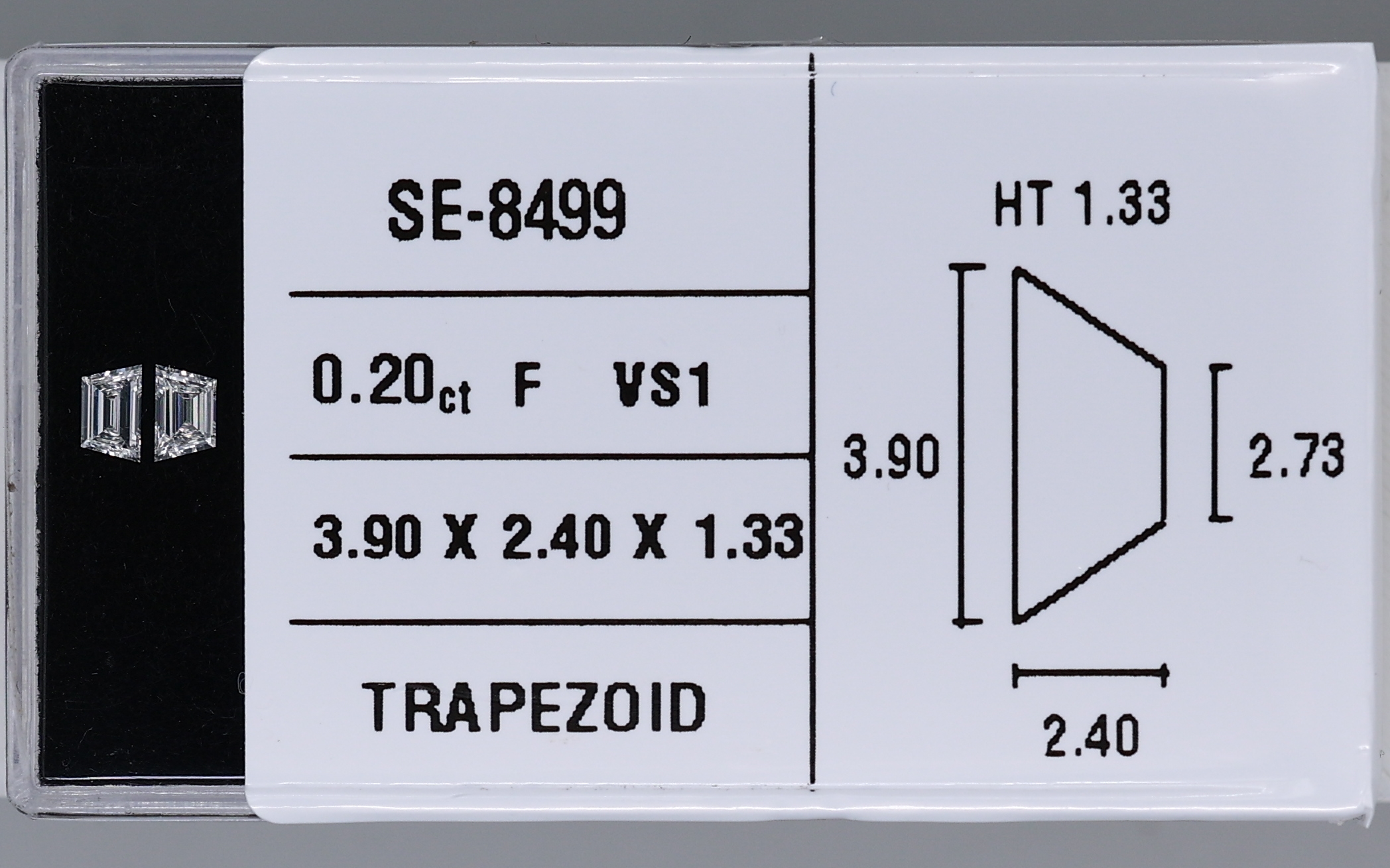 0.20 Carat Natural F VS1 Trapezoid Diamond SE-8499