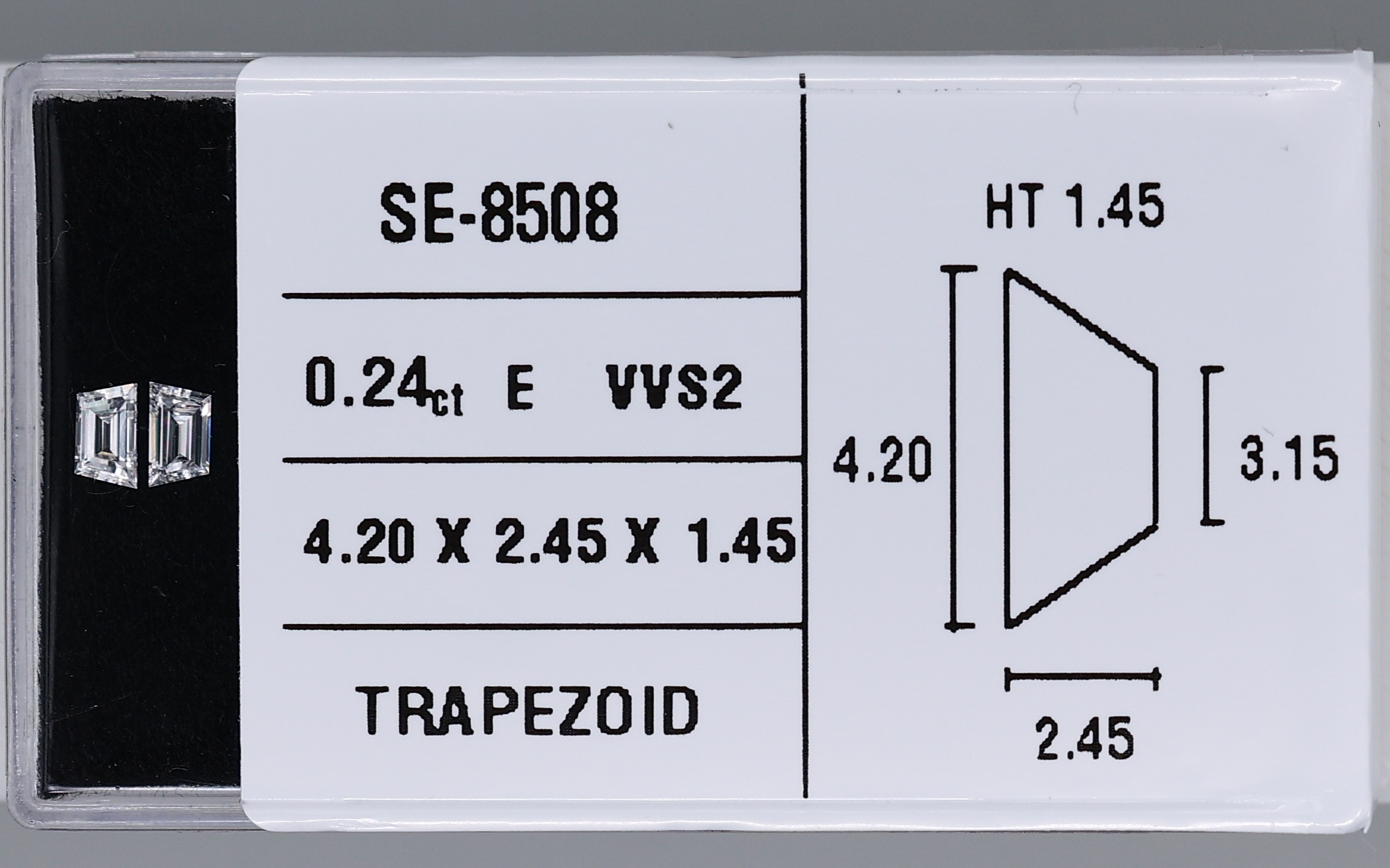 0.24 Carat Natural E VVS2 Trapezoid Diamond SE-8508