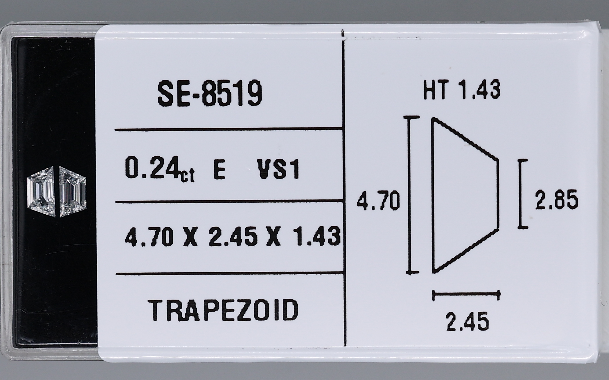 0.11 Carat Natural E VS1 Trapezoid Diamond SE-8519AA