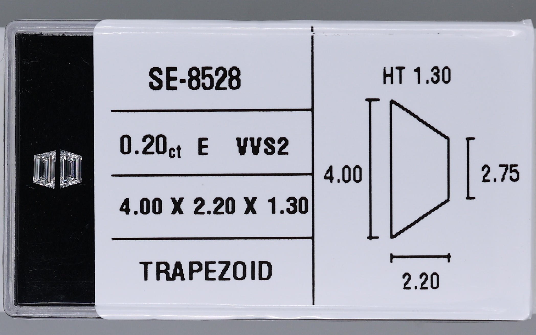 0.10 Carat Natural E VVS2 Trapezoid Diamond SE-8528AA